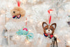 KAG Pet Custom Handmade Pet Portrait Needle Felted Dog Head Christmas Ornament